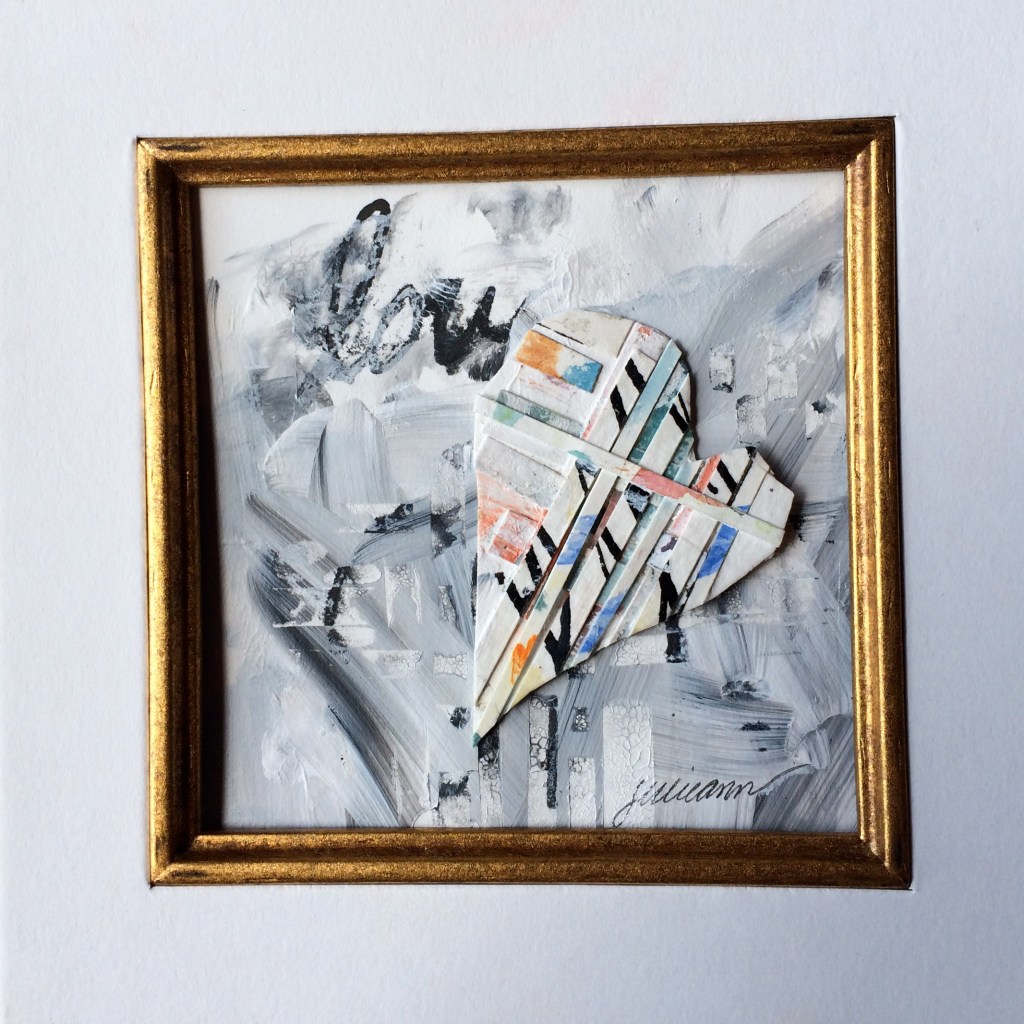 "love actually" mixed media collage $50